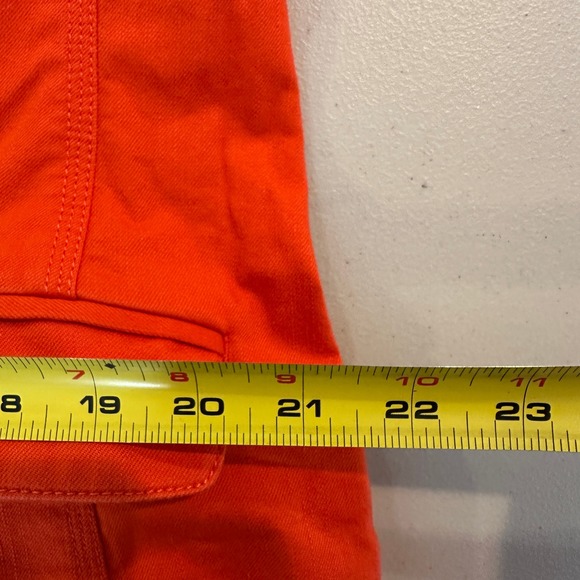 LL Bean Women's Orange Cotton Canvas Blazer Jacket Button Front Pockets Size XL - Picture 8 of 8